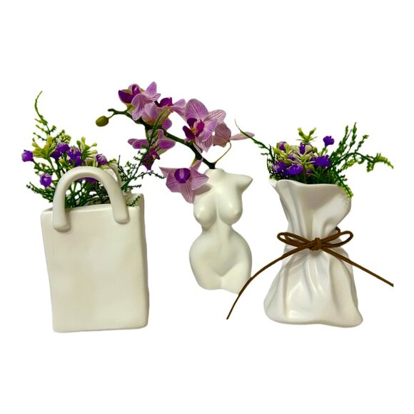 Small 3-D Printed Vase in Shape of Shopping Bag - White - Picture 5 of 5